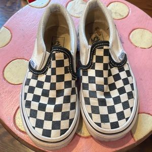 Size 12 kids black and white checkered vans slip on